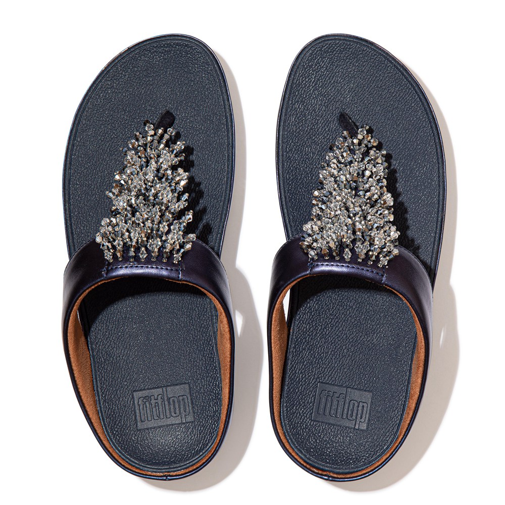 Fitflop Womens Sandals Navy - Rumba Beaded Toe-post - BW3067549